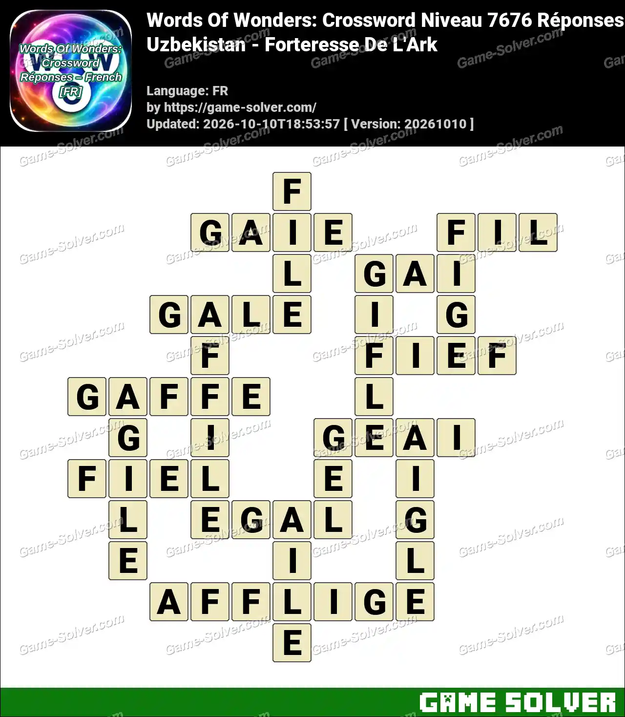 Words Of Wonders: Crossword Niveau 7676 Réponses – Uzbekistan – Forteresse De L’Ark